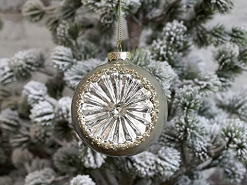Chic Antique Christmas Baubles, Drops, Cones, Pendant, Antique Glass Bauble with Pattern Vintage Christmas Tree Bauble Christmas X-Mas 51913-21 8 cm Dusty Green 7 - 10