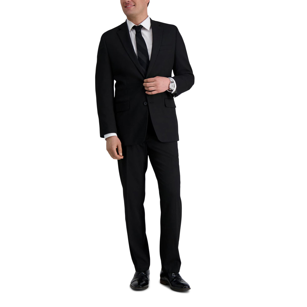 J.M. Haggar Men's Premium Stretch Tailored Fit Suit Separates Jackets, Black-Pant, 42W x 30L