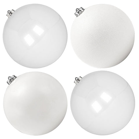 Benjia Extra Large Christmas Baubles, Giant Big Huge Xmas Shatterproof Plastic Ball Ornaments Set for Outdoor Outside Lawn Yard Tree Hanging Decorations Decor (15cm/150mm, 4 Packs, White)