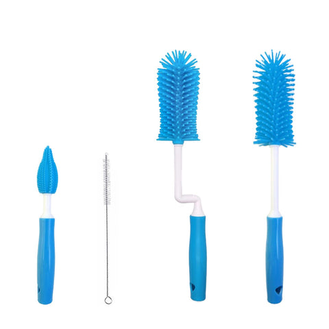 4Pcs Silicone Bottle Cleaning Brushes, Pacifier and Baby Bottles Brush, 360 ÃƒÆ’Ã†â€™ÃƒÂ¢Ã¢â€šÂ¬Ã…Â¡ÃƒÆ’Ã¢â‚¬Å¡Ãƒâ€šÃ‚Â° Rotating Bottle Brush, Anti Scratch Bottle Straw Cleaner Brushs for Cleaning Bottle Cup and Glassware (Blue)