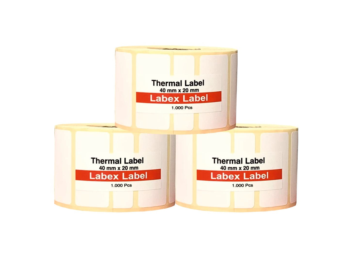 Labex Label - Thermal Labels | Zebra Labels - Barcode Labels - / Direct Thermal Top Coated Labels Barcode & Address Thermal Labels (3 Rolls, 40 mm x 20 mm)