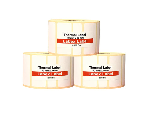 Labex Label - Thermal Labels | Zebra Labels - Barcode Labels - / Direct Thermal Top Coated Labels Barcode & Address Thermal Labels (3 Rolls, 40 mm x 20 mm)