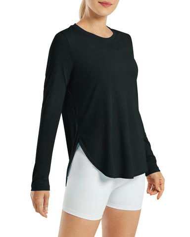 G4Free Women's Activewear Shirts UPF 50+ UV Sun Protection T-Shirts Long Sleeve Tops Workout Sun Shirt Outdoor Gym Hiking Shirt Quick Dry Lightweight Shirts Black