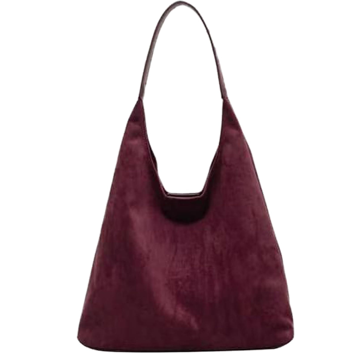 LIERWOI Suede Purse For Women Suede Hobo Bags Fall Slouchy Bag Suede Tote Bag Brown suede bag for Travel Shopping Work, Burgundy, One Size