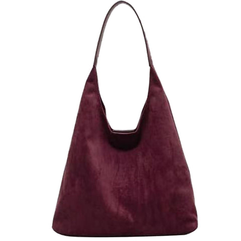 LIERWOI Suede Purse For Women Suede Hobo Bags Fall Slouchy Bag Suede Tote Bag Brown suede bag for Travel Shopping Work, Burgundy, One Size