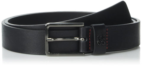 HUGO Stacked Logo Thin Buckle Leather Belt