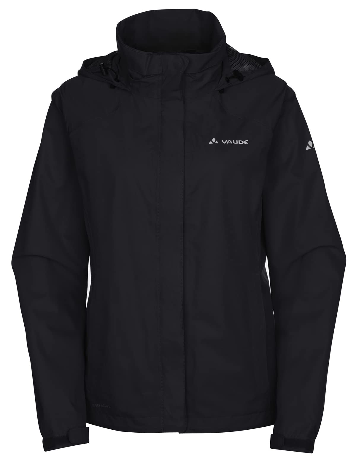VAUDE Women's Rain Jacket Escape Bike Light black, waterproof outdoor jacket, breathable biking jacket with hood, eco-friendly hiking jacket,