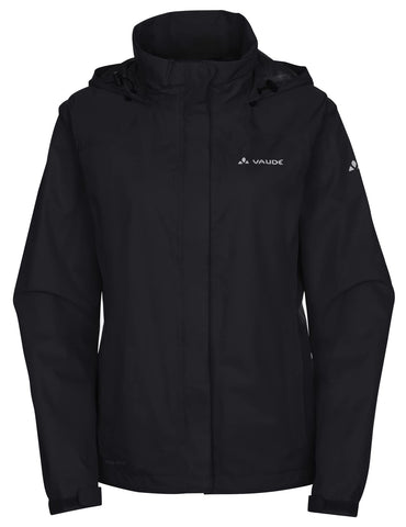 VAUDE Women's Rain Jacket Escape Bike Light black, waterproof outdoor jacket, breathable biking jacket with hood, eco-friendly hiking jacket,