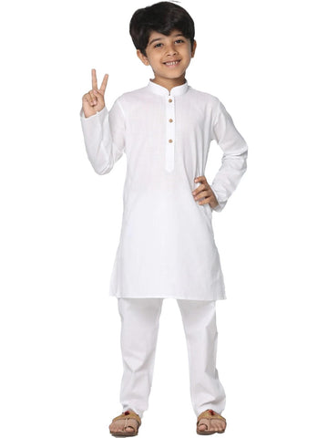 Enmozz Boys' Solid Plain Cotton New Kurta Only White