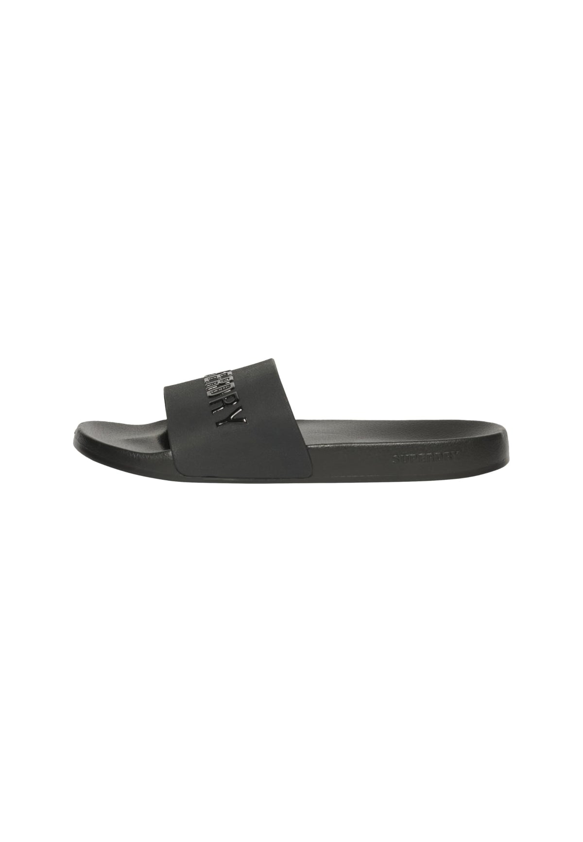 Superdry Vegan Logo Pool Slides - Black/Black, Black, Large