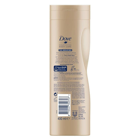 2 Pack of Dove Nourishing Body Care Visible Glow Gradual Self-Tan Fair to Medium Body Lotion 400ml