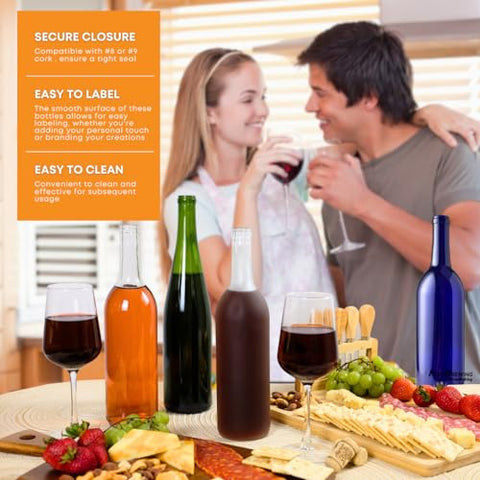 FastRack - W5 Wine Bottles, Bordeaux Liquor Bottles, Green Wine Bottles, 750 ml Empty Bottles, Empty Bottles for Drinks, 12 per Case