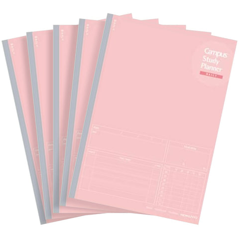 KOKUYO Campus Study Planner Notebook, Daily Ruled, A5, Light Pink, for 63 Days, Set of 5, Japan Import (NO-Y82MD-LP)