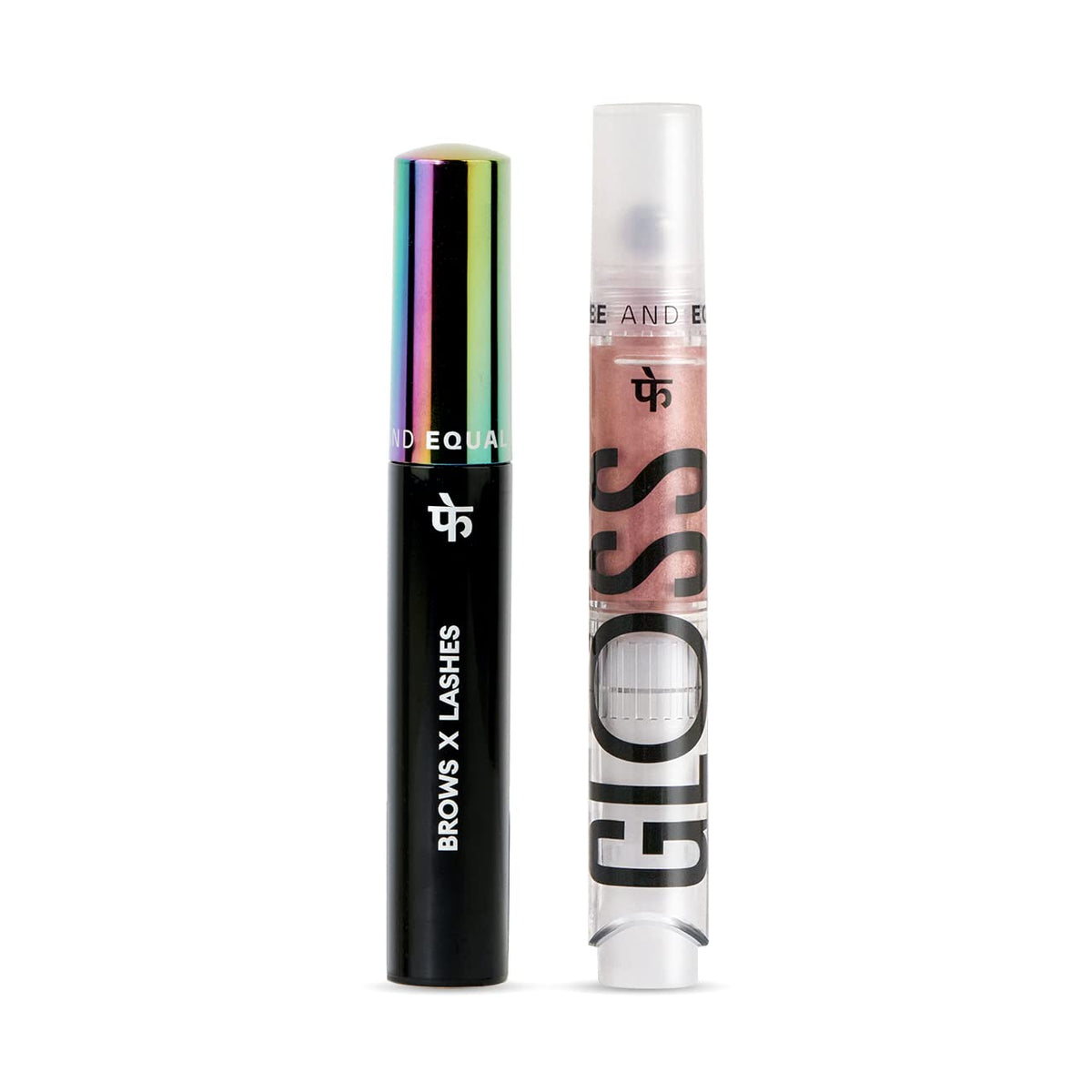 FAE Beauty Brash Mascara Brow Gel & Gloss Combo || Dual Dark Brown Brow Gel + Mascara and Hydrating, Non Sticky Rose Gold Gloss ||Unique Clickable Roller Ball Pen || For All Skin Tones