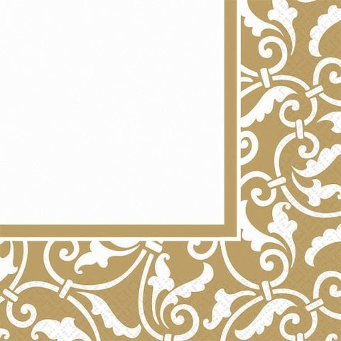 amscan Luncheon Napkins Gold Ornamental Scroll