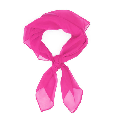 ALLY-MAGIC Plain Square Chiffon Neck Scarf For Lady Retro 50s Light Weight, Fashion Women Plain Square Chiffon 50s Neck Scarf Y3XFFJ (ROSE PINK)