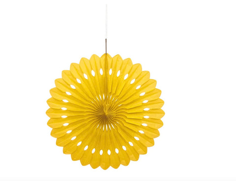 Sunflower Yellow Solid Premium Tissue Paper Fan - 16" (1 Count) - Versatile Decoration, Perfect For Parties & Events
