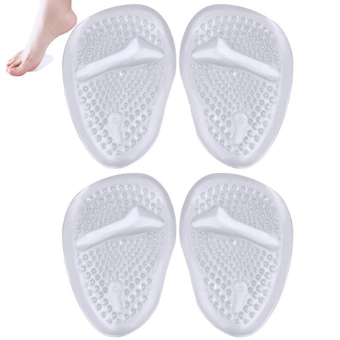 nuoshen 2 Pairs Gel Insoles Women, Metatarsal Gel Cushion Foot Pain Relief Pads Ball Foot Gel Pads Cushions (Transparent)