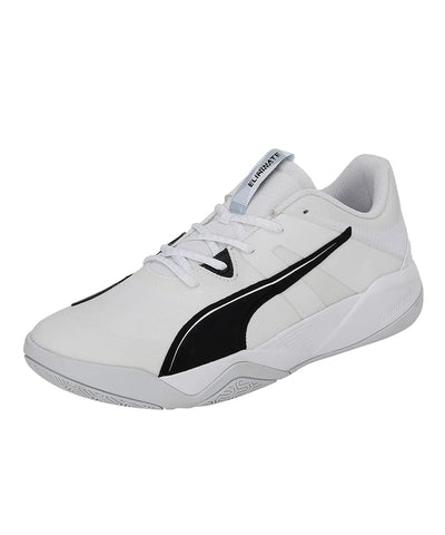 PUMA Unisex Technical Sport Shoe Indoor Court White Black Nitro Blue, 14 US Men