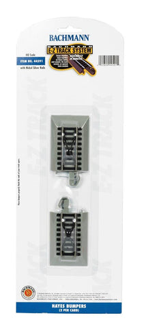 Bachmann HO Scale Nickel Silver/Gray Roadbed EZ-Track Hayes Bumpers (2)