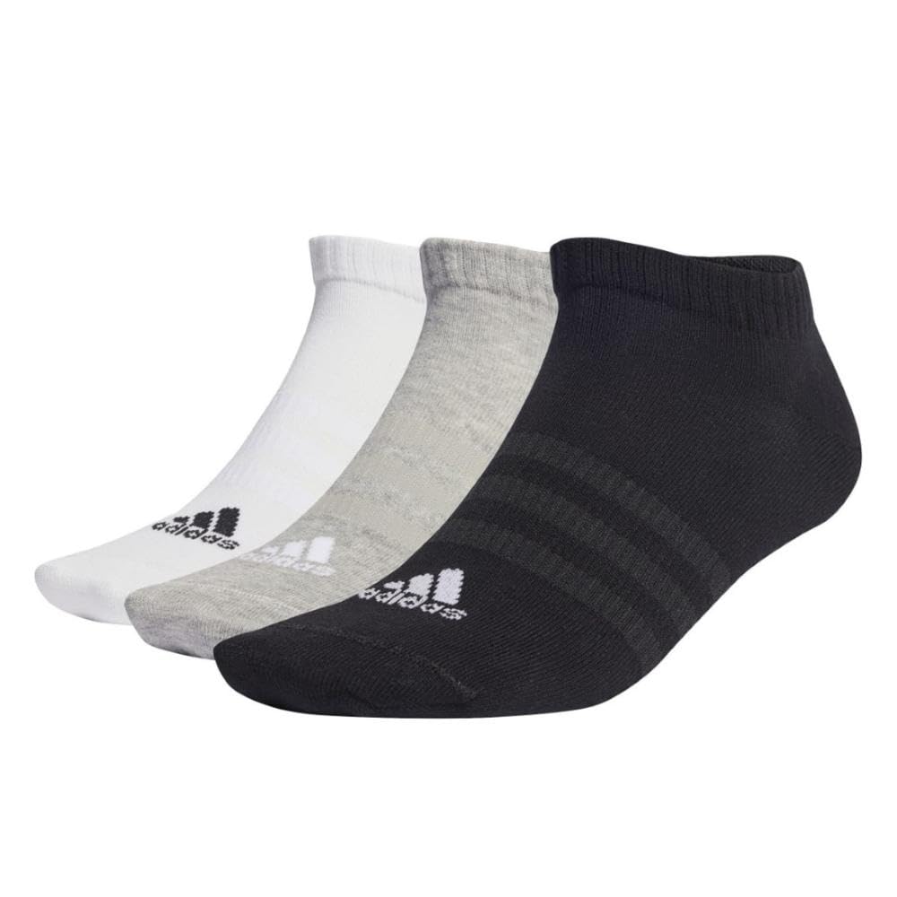 adidas Unisex Thin and Light Sportswear Low-Cut Socks 3 Pairs, Medium Grey Heather / White / Black, 4.5-6