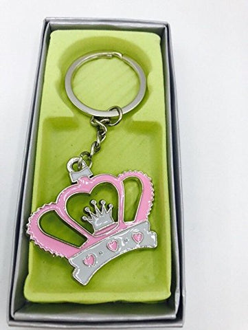 12PC Pink Baby Shower Favors Crown Princess Table Decoration Girl Keychains