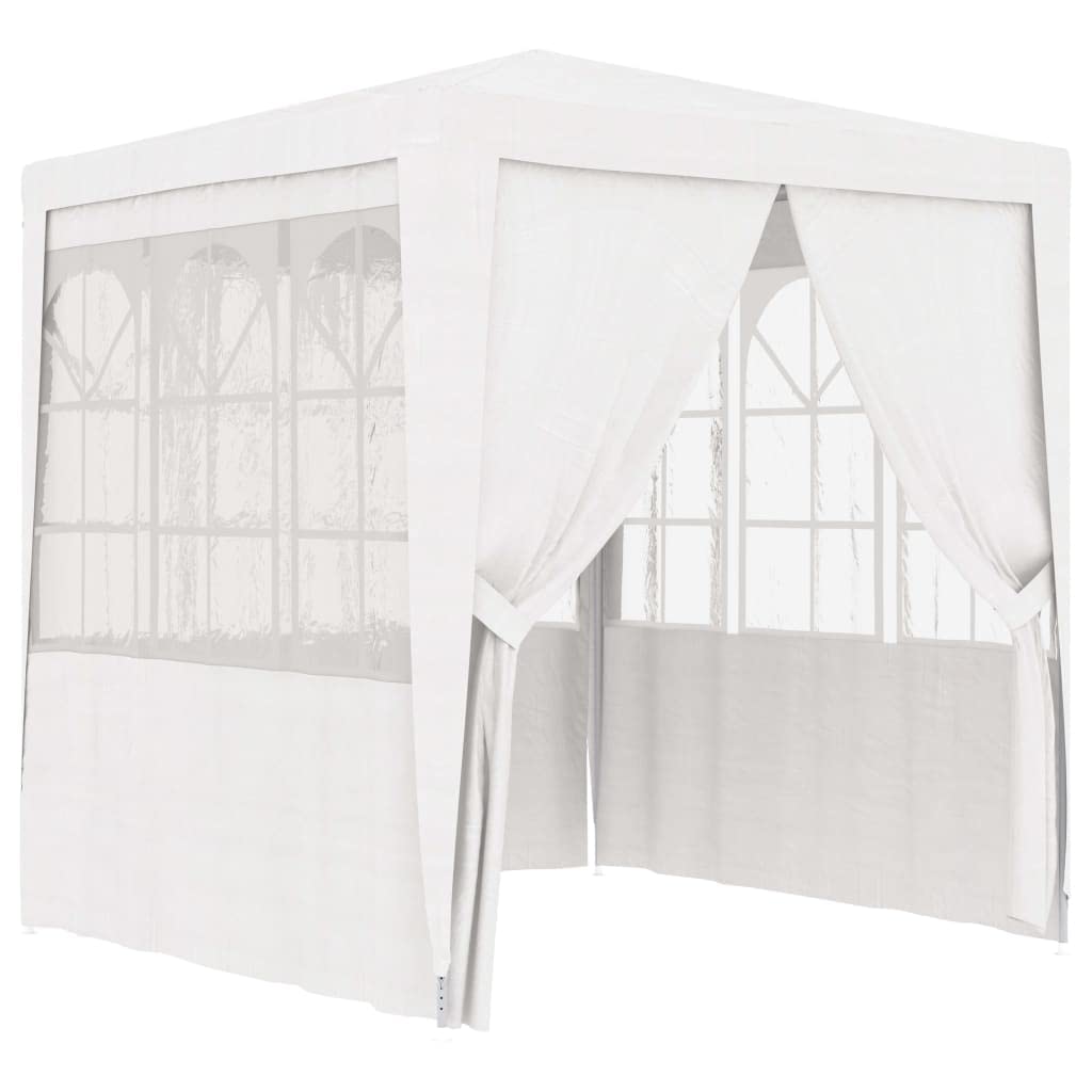 vidaXL Garden Marquee - Professional Party Tent with Side Walls, UV & Water-Resistant Polyethylene & Steel Frame, 8.2'x8.2', White, Ideal for Outdoor Events