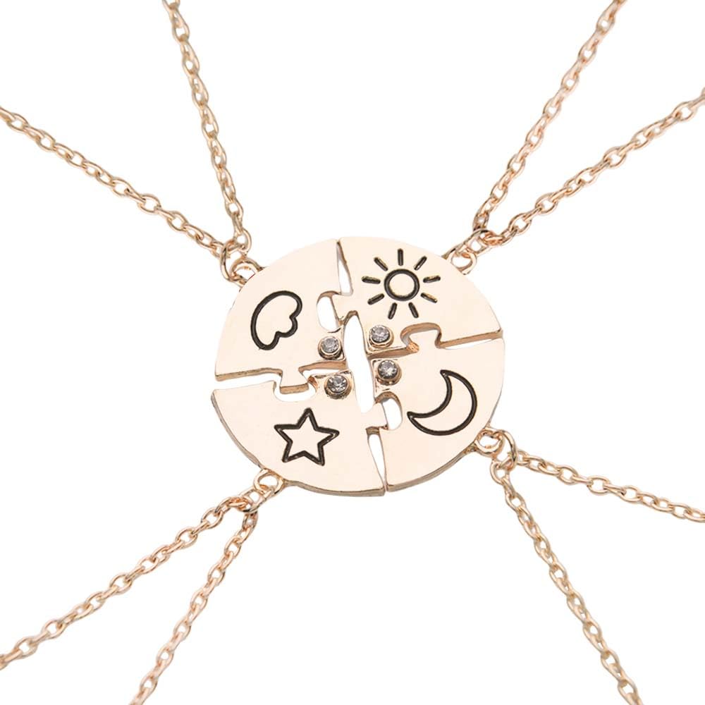Matching Best Friend Necklaces for 4 Sister Birthday Gifts for Women Friendship Gifts Necklaces for Bestie Gift Ideas Rose Gold Puzzle Piece Necklace for Best Friends Leaving Goodbye Gifts for Friends