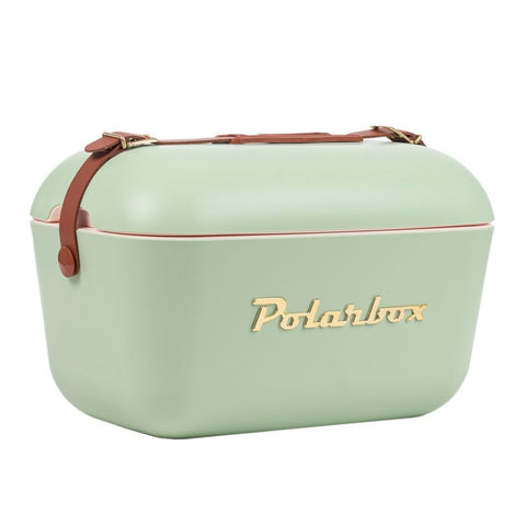 Polarbox Cooler Retro Beach Cooler Vintage Picnic Lunch Box Bag Portable Cooler Travel Camping Hiking 90s Style Ice Chest Extra Large Lightweight for Cans Beers & Seltzer Drinks 20L (Mint Gold)