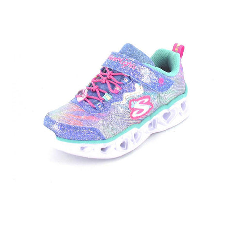 Skechers Kids Girls Heart Lights-Bright Spirit Sneaker, Blue/Multi, 11 Little Kid