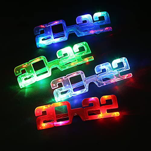 PRETYZOOM 4pcs 2022 Party Glasses LED Light Up Eyeglasses Glow In The Dark Party Supplies for Kids Adults for 2022 Graduation Party Favors Grad Party Supplies(Random Color)