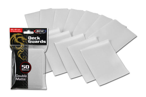 BCW 50 Premium White Double Matte Deck Guard Sleeve Protectors for Gaming Cards Like Magic The Gathering MTG, Pokemon, & More.