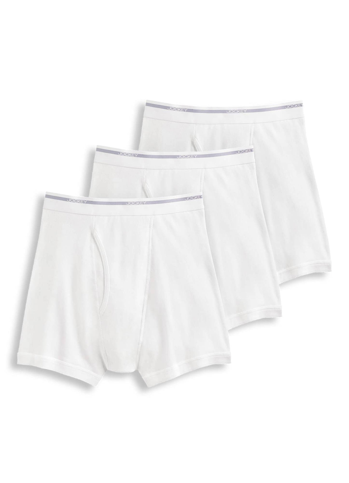 Jockey Men's Underwear Lightweight Classic Boxer Brief - 3 Pack, White, M
