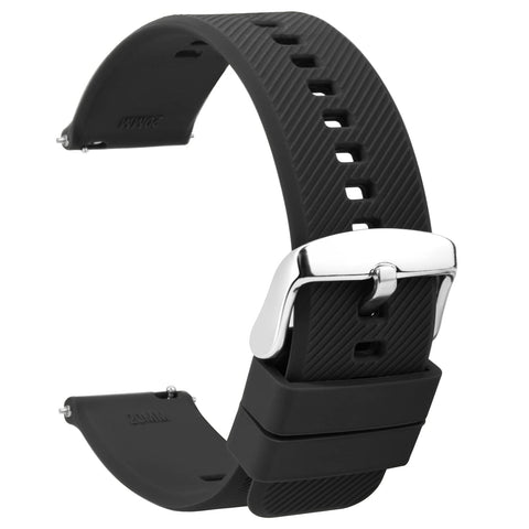 TStrap Silicone Watch Straps 19mm - Quick Release Watch Bands Soft Rubber Black - Waterproof Military Watch Strap for Men Women - for Smartwatches Straps Replacement