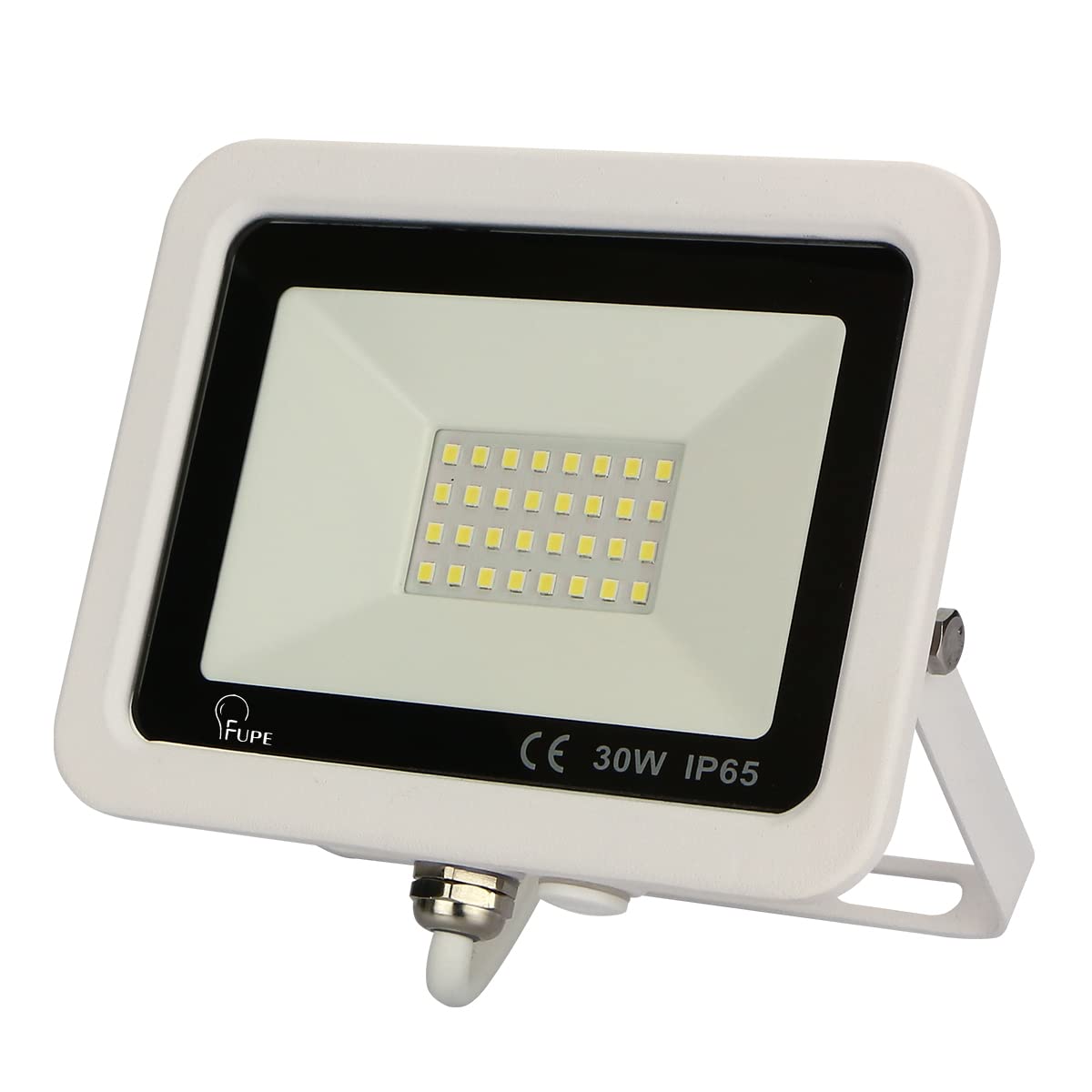 LED spotlight, outdoor, LED spotlight, 30 W, 3000 lm, super bright, 4500 K, natural white, LED outdoor lighting, spotlight, IP65 waterproof, for garden, garage, sports field, hotel (white shell)