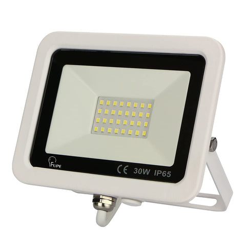 LED spotlight, outdoor, LED spotlight, 30 W, 3000 lm, super bright, 4500 K, natural white, LED outdoor lighting, spotlight, IP65 waterproof, for garden, garage, sports field, hotel (white shell)