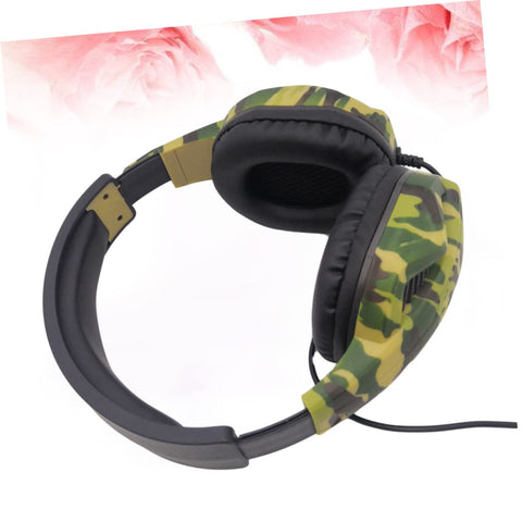 UKCOCO Game Headphones Gamer Headphones Camouflage Headset Gaming Headset Camouflage Earphone Camouflage Microphone Game Earphones Computer Microphone Gamer Headset Telephone