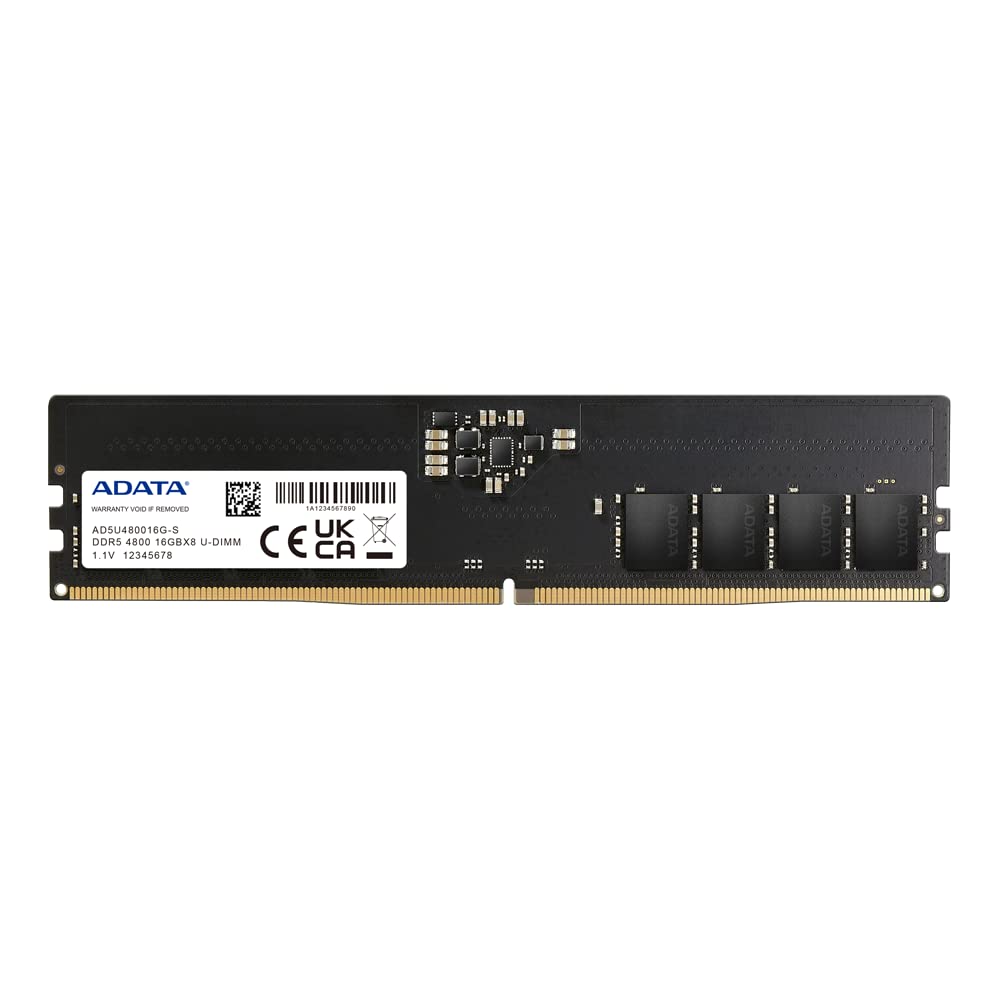 ADATA Premier, 16GB, DDR5, 4800MHz (PC5-38400), CL40, 1.1V, ECC, DIMM Memory,Black,AD5U480016G-S