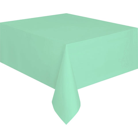 Mint Green Rectangular Plastic Short Fold Table Cover (54" x 108") Pack of 1 - Chic Solid Design, Perfect for Parties, Events & Home Decor