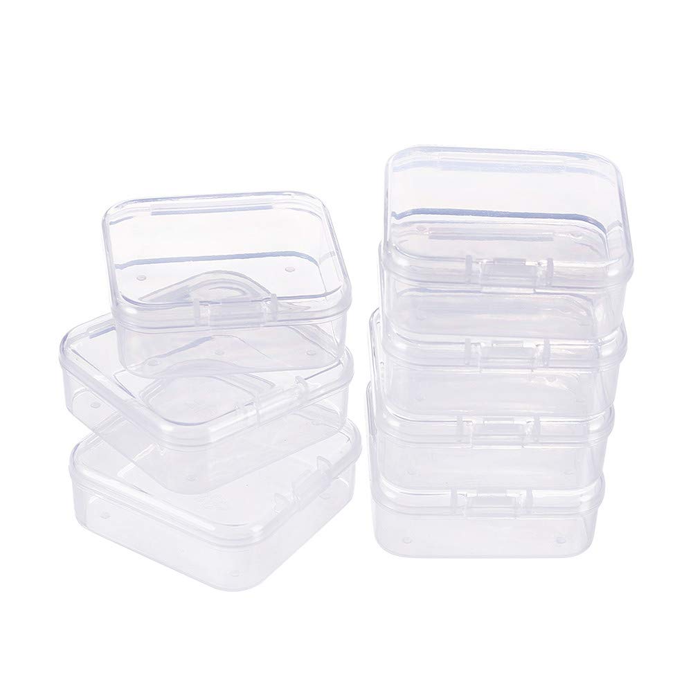 BENECREAT 18 Pack 2.1x2.1x0.78 Inches Square Clear Plastic Bead Storage Containers Box Drawer Organizers with Lid for Items,Earplugs,Pills,Tiny Bead,Jewelry Findings
