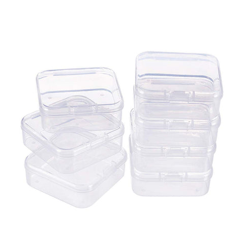 BENECREAT 18 Pack 2.1x2.1x0.78 Inches Square Clear Plastic Bead Storage Containers Box Drawer Organizers with Lid for Items,Earplugs,Pills,Tiny Bead,Jewelry Findings