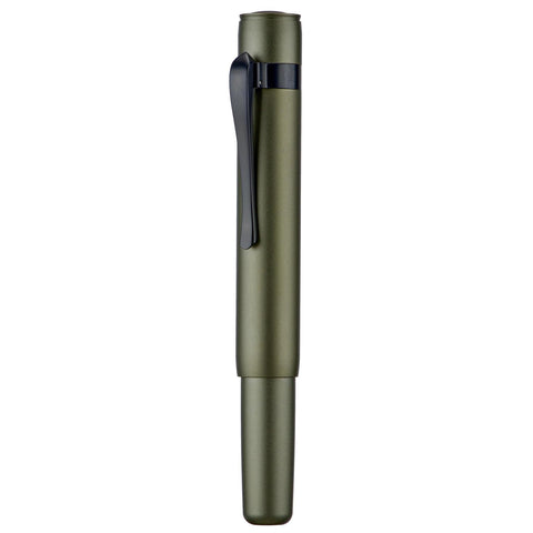 Hongdian M2 Black Forest Mini Fountain Pen, Fine Soft Nib & Sleek Shape Aluminium Short Pocket Travel Pen (Army Green)