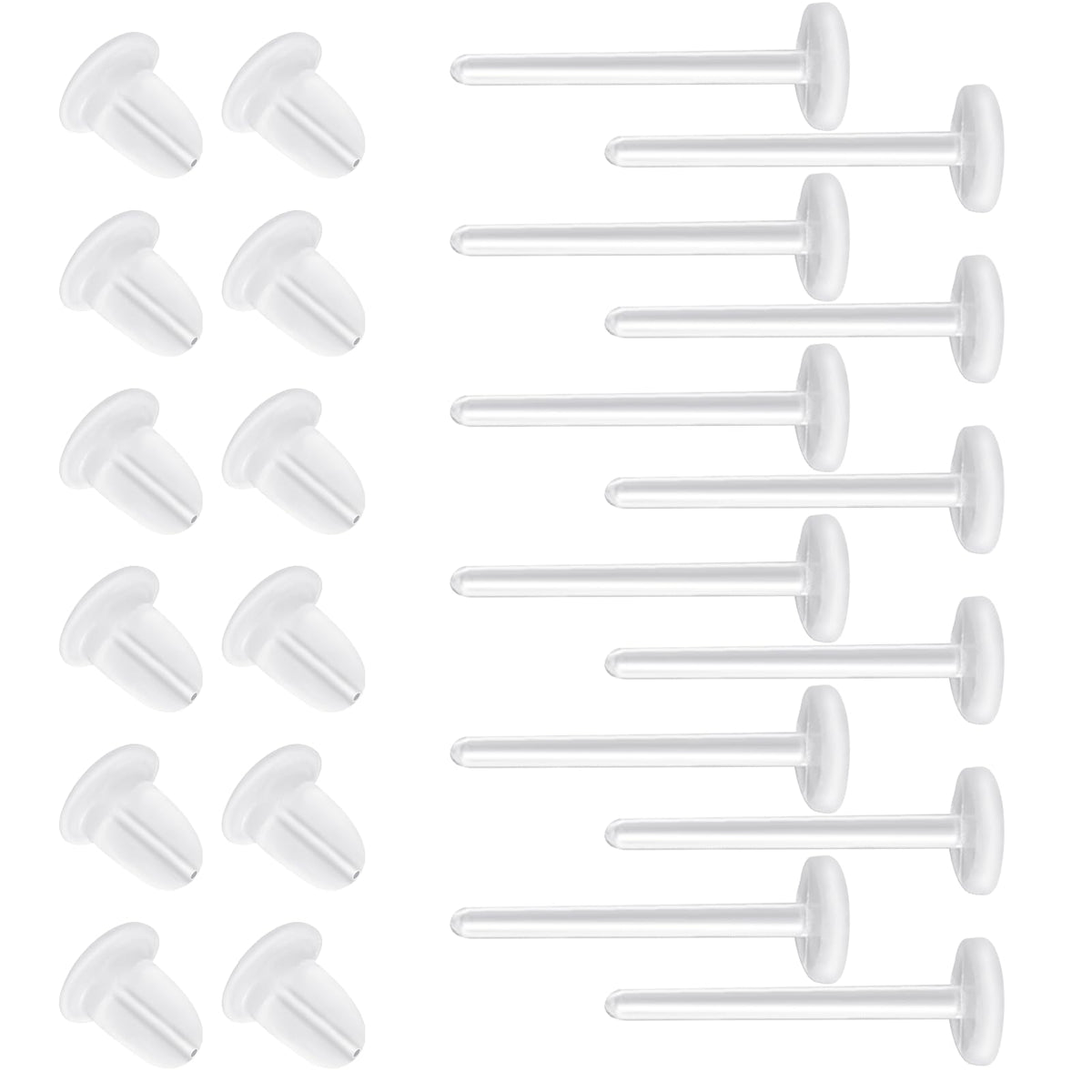 400Pcs Clear Earrings for Sports Plastic Earrings Findings Set for Sensitive Ears Invisible Earrings Clear Earrings for Work, Clear Plastic Earring Posts and Earring Backs