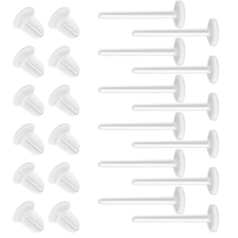 400Pcs Clear Earrings for Sports Plastic Earrings Findings Set for Sensitive Ears Invisible Earrings Clear Earrings for Work, Clear Plastic Earring Posts and Earring Backs