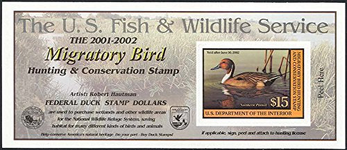 2001 $15 Northern Pintail Federal Duck Stamp Self Adhesive Pane Scott RW68A