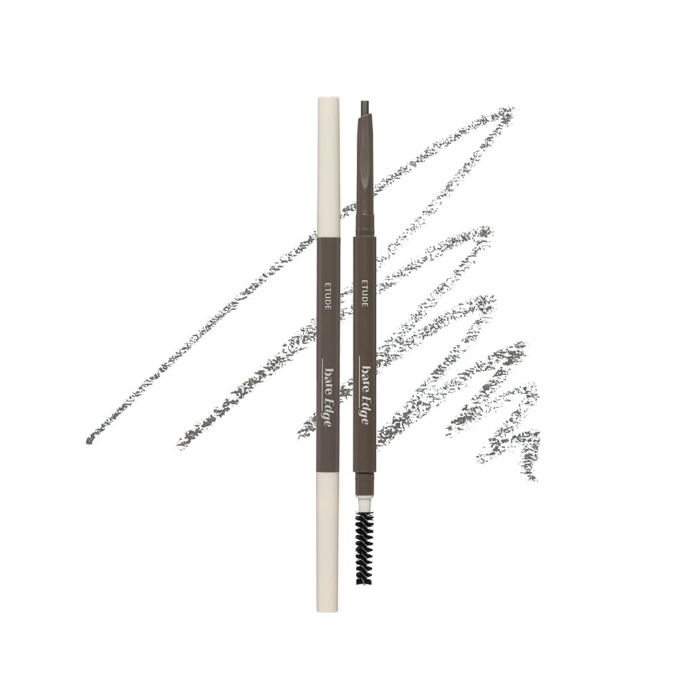 ETUDE Bare Edge Brow Pencil 03 Grey Brown (23AD) | A hexagon-shaped slim brush that delicately coats every strand of eyelashes | Brow Mascara | Zero Clump & No Bushy Brows
