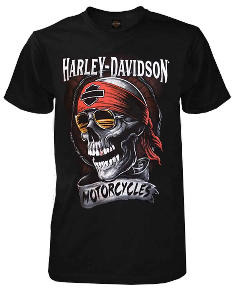 Harley-Davidson Men's Distressed Shady Skull Short Sleeve T-Shirt, Black (2XLT)
