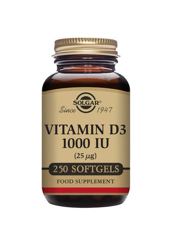 Solgar Vitamin D3 1000 IU (25 µg) Softgels - Pack of 250 - Healthy Bones and Teeth - Supports Immunity and Muscle Function - Gluten Free
