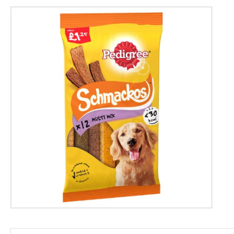 Pedigree Schmackos Dog Treats Multi Mix 12 Strips 86g x Case of 9