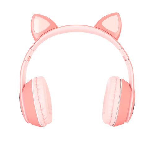 Cat Ear Gaming Headphone, LED Headphone 5.0 Small Memory Card Linein Mode Powerful Bass Wired Wireless Mode for Home for Computer